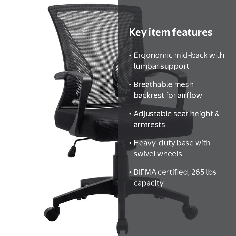 Slim Force VARUNA recit スリムフォース セット Mサイズ Furmax Ergonomic Mesh Office Chair, Mid Back, Lumbar Support