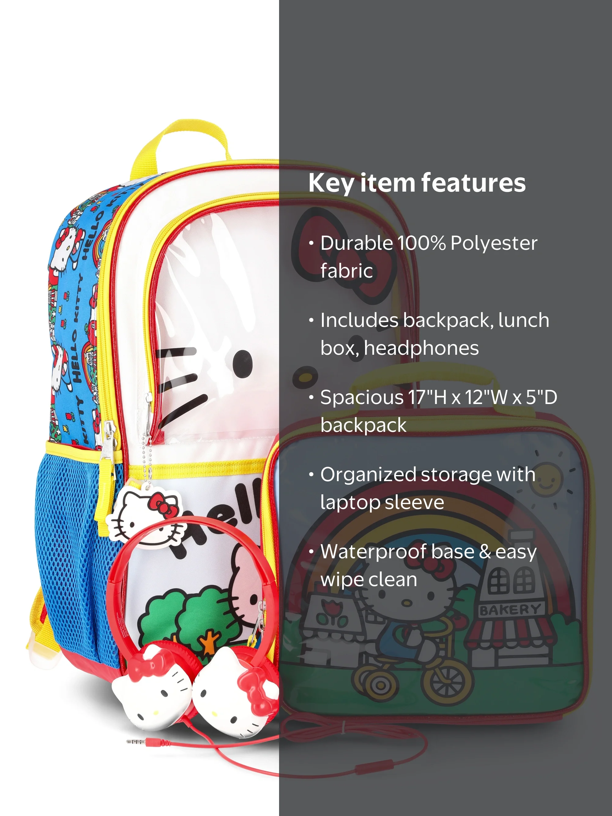 hello kitty fruit salad backpack Pink 16" Large with Removable Lunch Bag : Home & Kitchen flavored snacks and treats Hello Kitty Girls 17" Summer