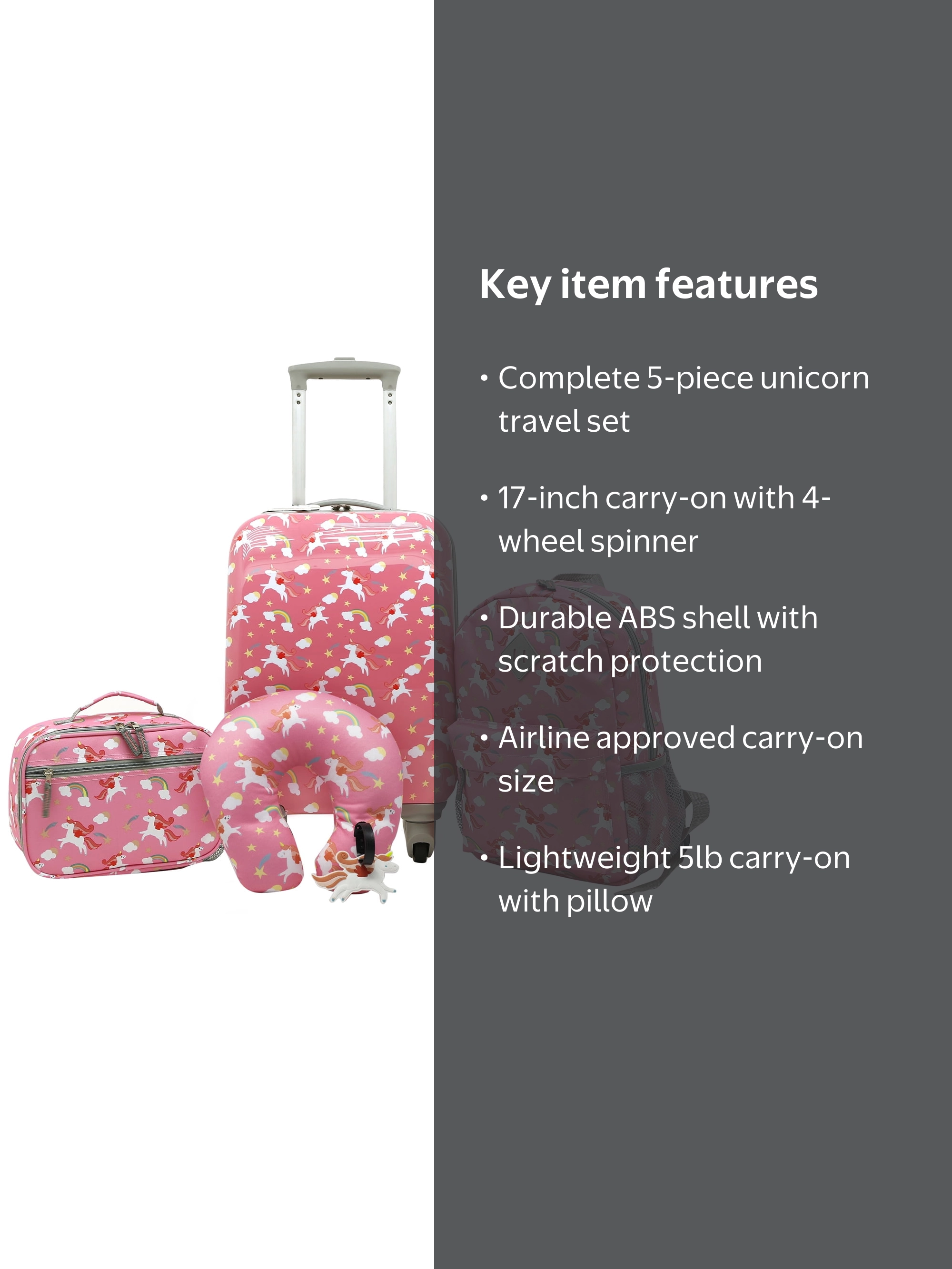 Travelers Club トラベルスクラブ4点セット子供用バック Travelers Club, Kids Luggage Set, Unicorn, 5-Pc with Spinner