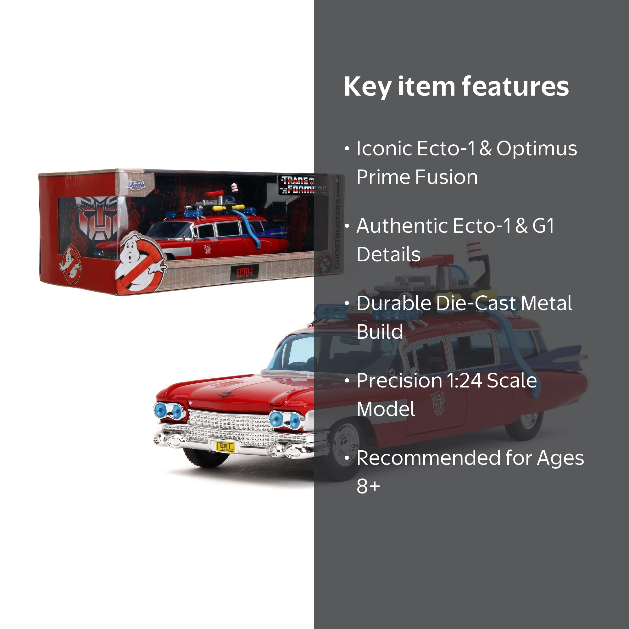 Jada Ghostbusters Ecto-1 Mashup Optimus Prime G1 Graphics Die-Cast
