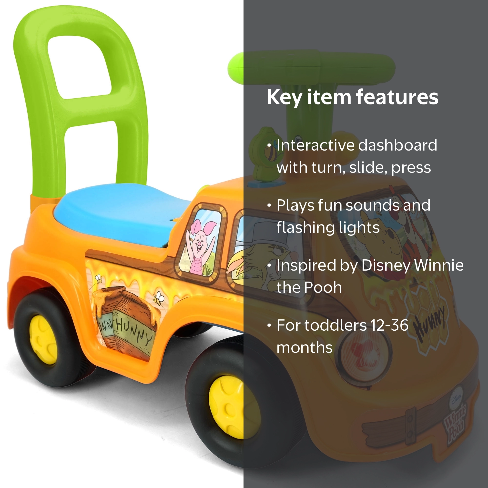 Kiddieland: My First Adventure Ride-On Pooh Honey Van, Lights and