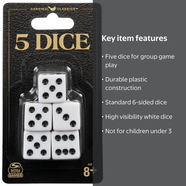 Spin Master Games, 5 Dice Set, Replacement Dice for Board and Card