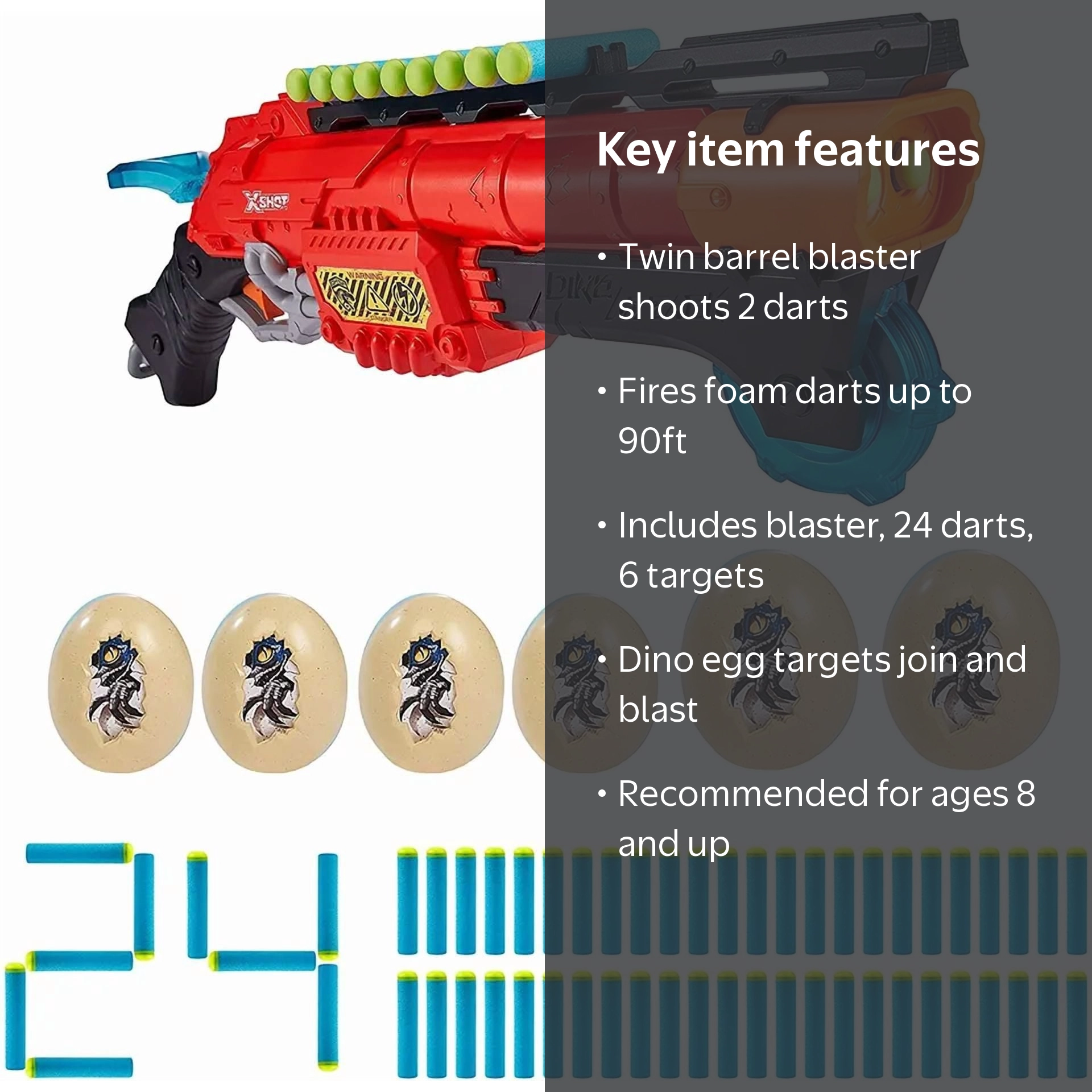 Zuru X-Shot Dino Attack Claw Hunter Blaster Dart Gun and Dino Egg
