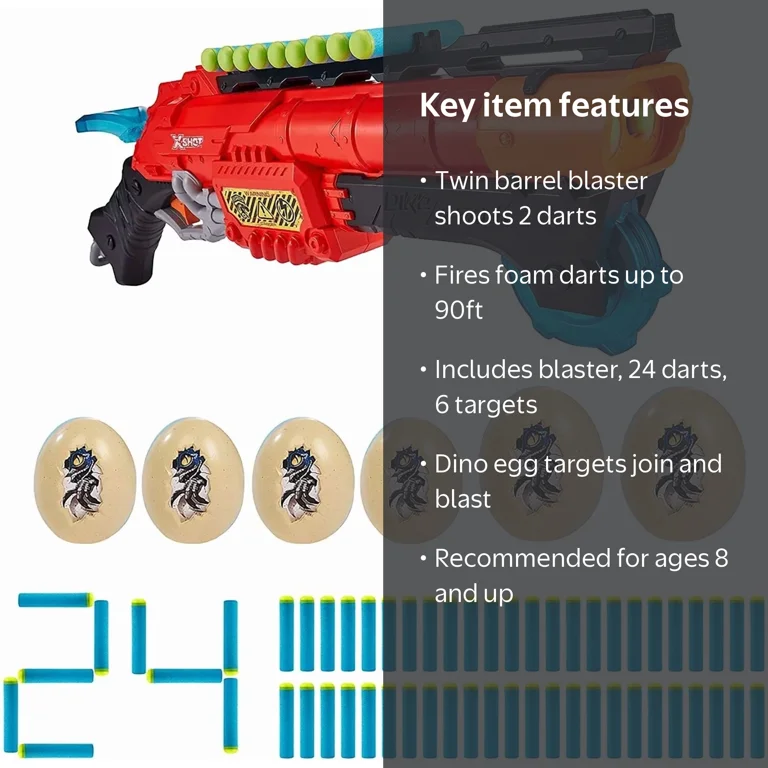 Zuru X-Shot Dino Attack Claw Hunter Blaster Dart Gun and Dino Egg