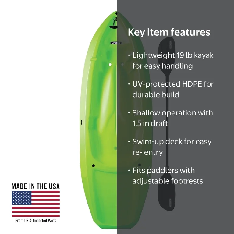 Lifetime, Kayak, 90153, Youth 6 ft Sit-On-Top Green - Walmart.com