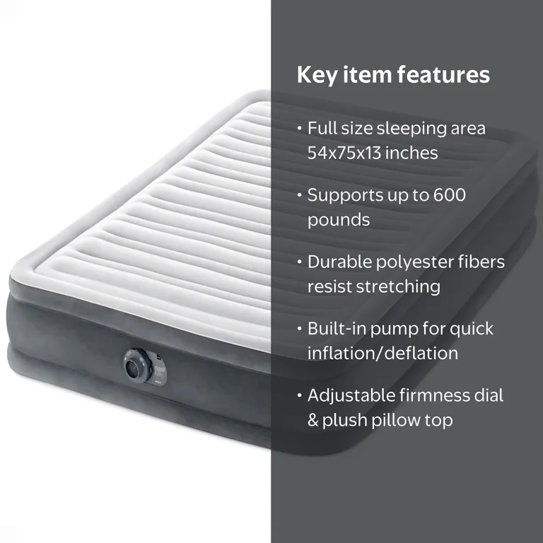 Intex Comfort Deluxe Dura-Beam Plush Air Mattress Full w/Built-In