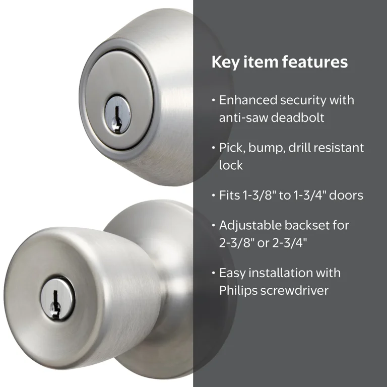 Hyper Tough Keyed Entry Tulip Style Doorknob and Deadbolt Combo