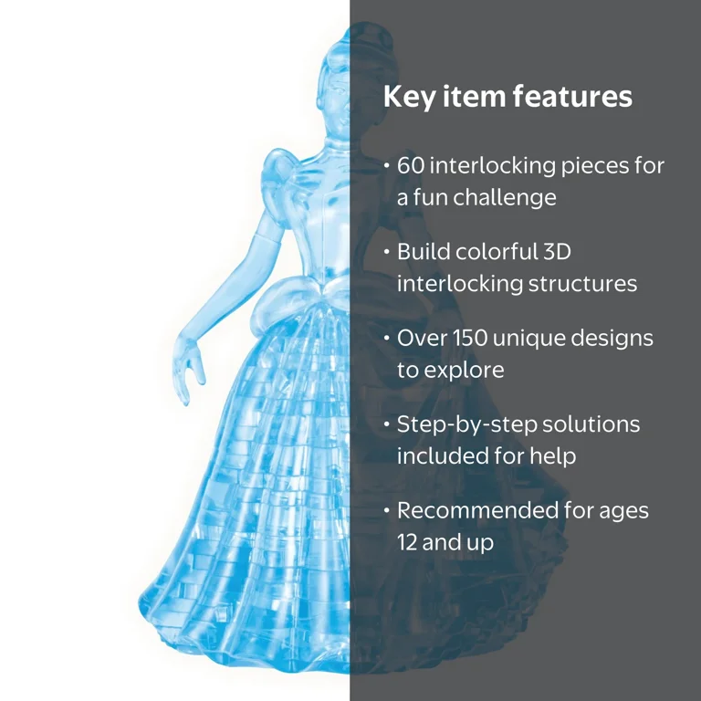Original 3D Crystal Puzzles 60-Piece Cinderella Crystal 3D Puzzles