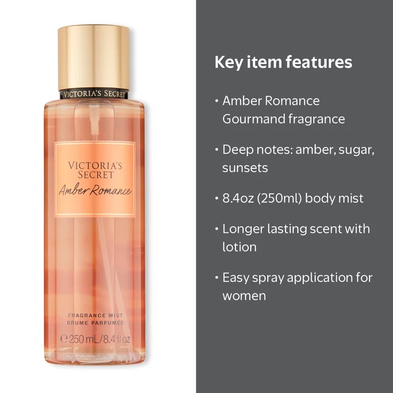 Victoria's Secret Amber Romance Body Mist Spray for Women, Deep