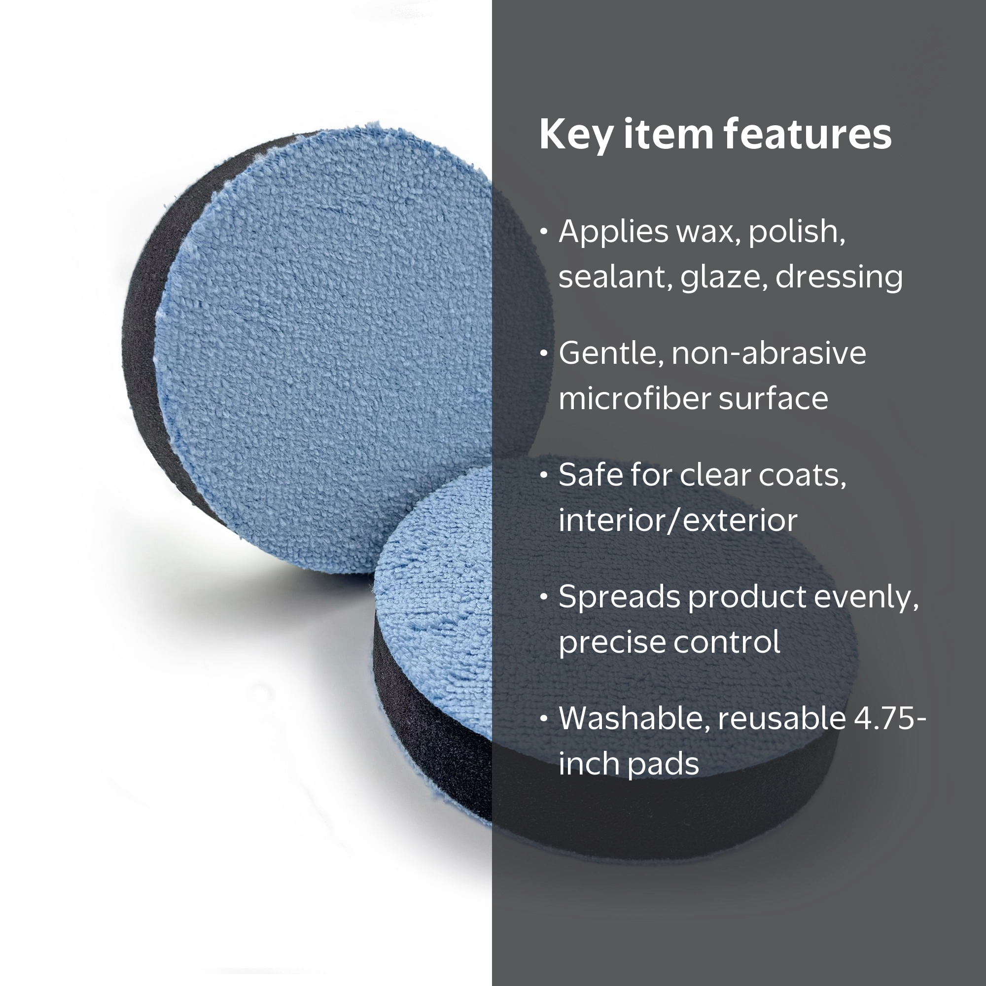 4 pack) Auto Drive Blue Microfiber Applicator Pads, 2 Pack, 4.75