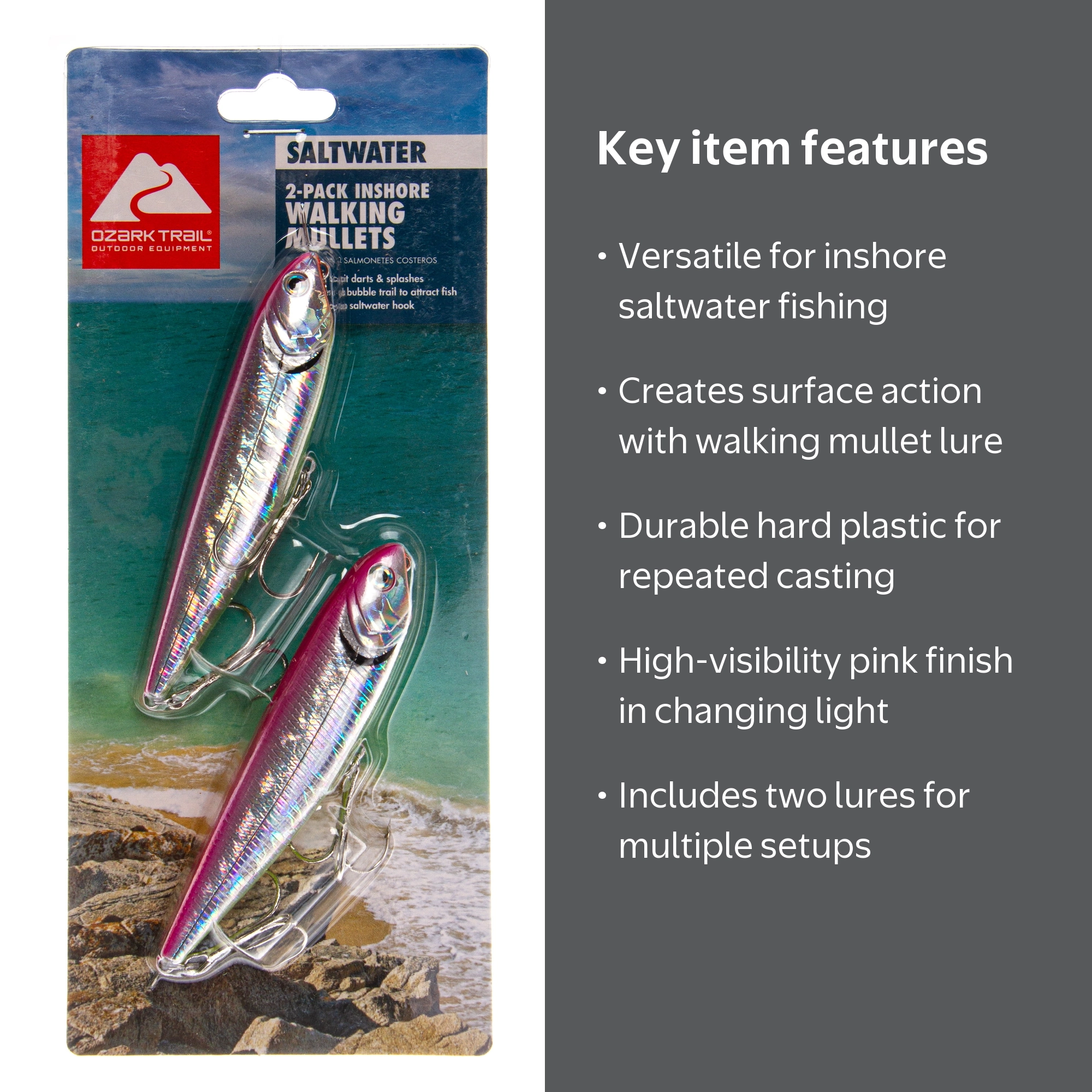 Ozark Trail Hard Plastic Saltwater Inshore Walking Mullet Lures 2