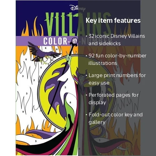 Disney Villains Color-By-Number, 192 pages with 92 illustrations
