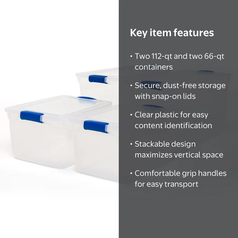 Homz 112 Quart Storage Container 2 Pck w/ 66 Quart Storage