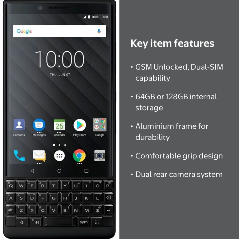 BlackBerry Key2 64GB BBF100-6 Black Mobile Phone, GSM Unlocked BlackBerry Key2 64GB BBF100-6 Black Mobile Phone, GSM Unlocked