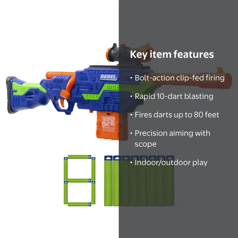 Adventure Force Foam Dart Blaster Set with Bolt-Action Clip-Fed