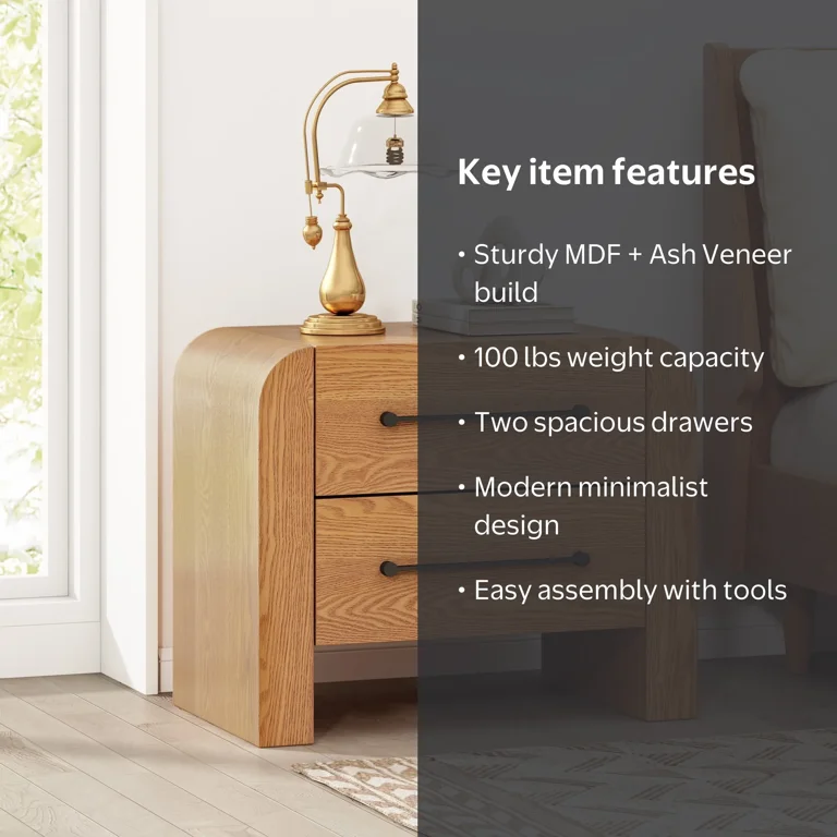 Christopher Knight Home 2-Drawer Nightstand, Modern Bedside Table