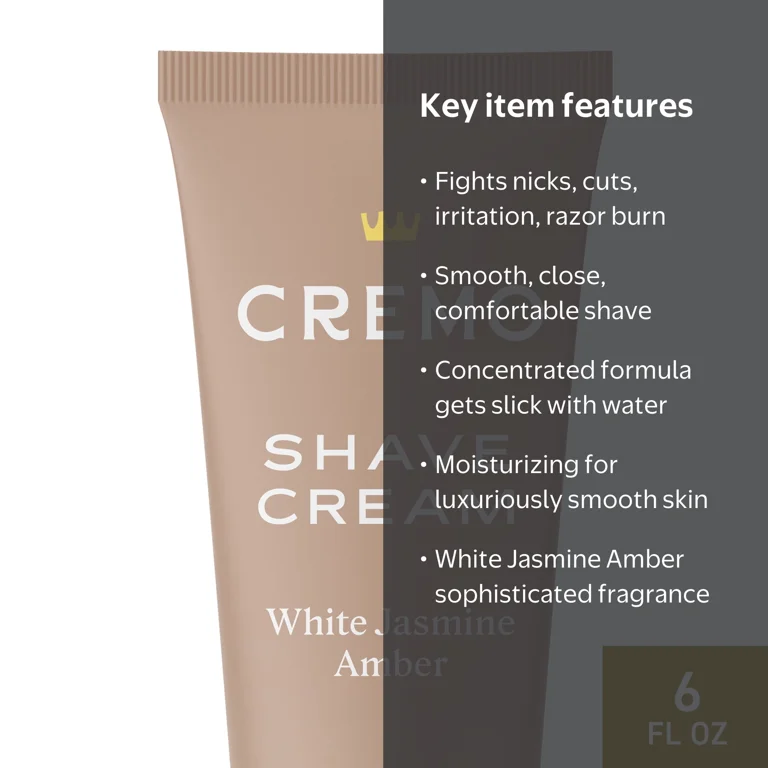 Cremo Women's Shave Cream, White Jasmine Amber Scent, 6 Fl Oz