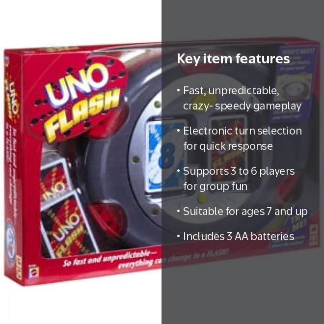 UNO, Mattel Uno Flash Electronic Game, Ages 7+, 3-6 Players UNO, Mattel Uno Flash Electronic Game, Ages 7+, 3-6 Players