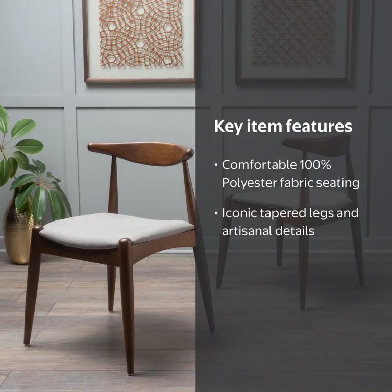 Lagom Eliza Scandinavian Dining Chairs, Set of 2, Natural Walnut