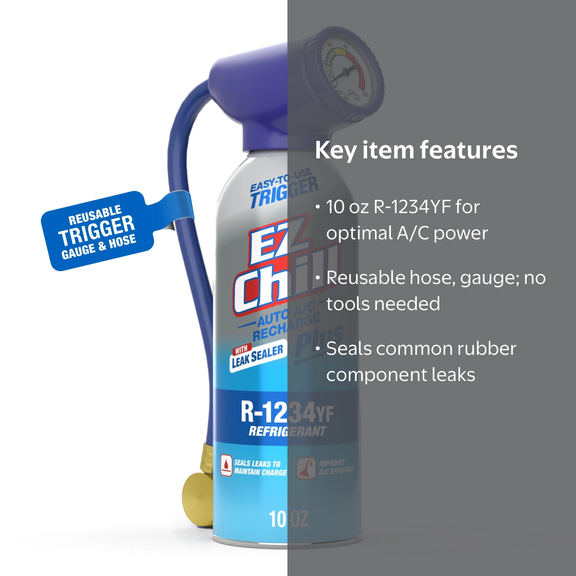 EZ Chill R-1234YF Refrigerant Plus Leak Sealer Car A/C Recharge