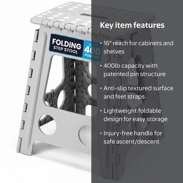ACSTEP Step Stool, 16 in, Supports up to 400 lbs, Foldable