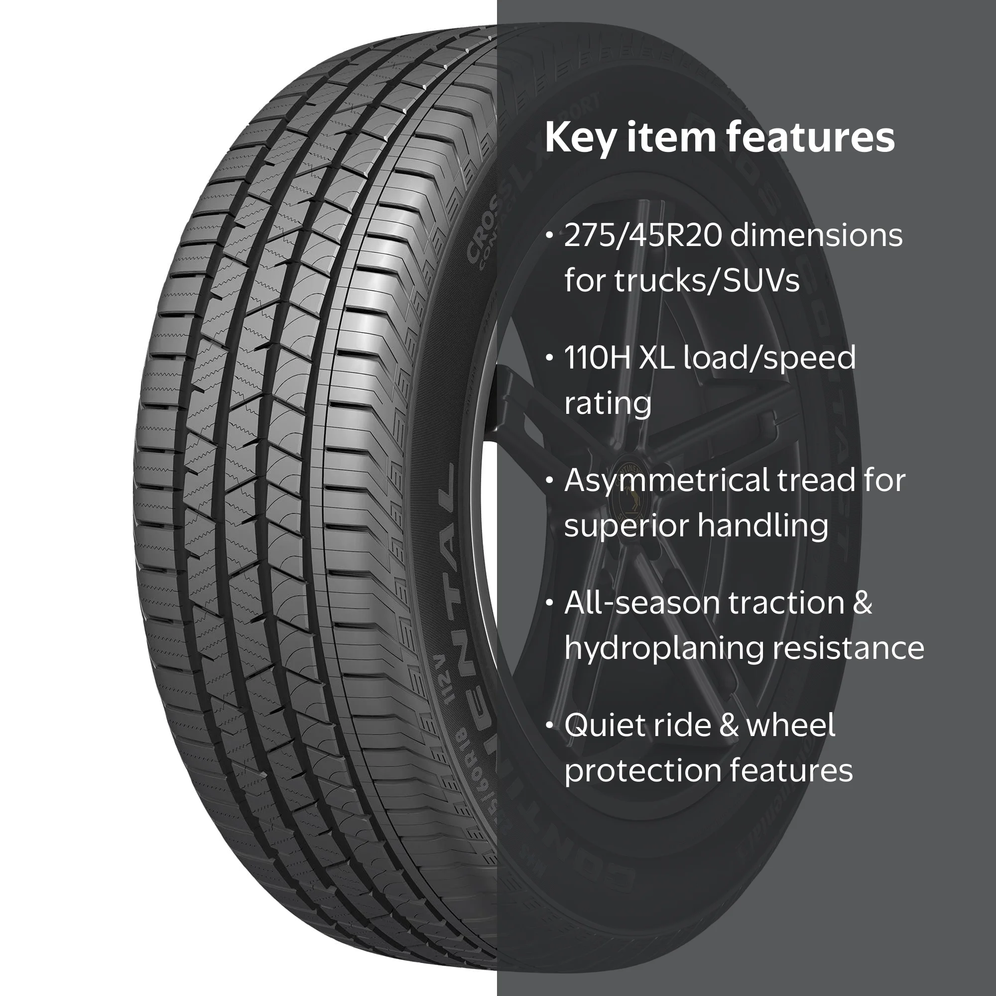 Continental, Light Truck SUV Tire, 275/45R20XL 110H, All-Season