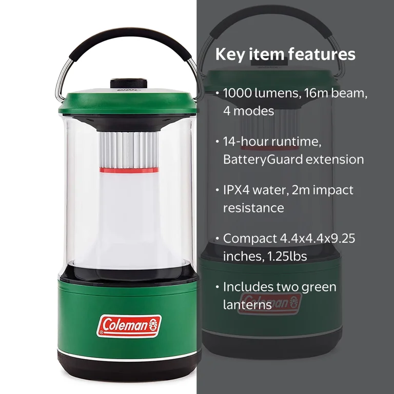 ライト・ランタン Coleman 1000L Rechargeable Lantern LED Coleman LED Camping Lantern 1000 Lumens, Battery Powered Adventure