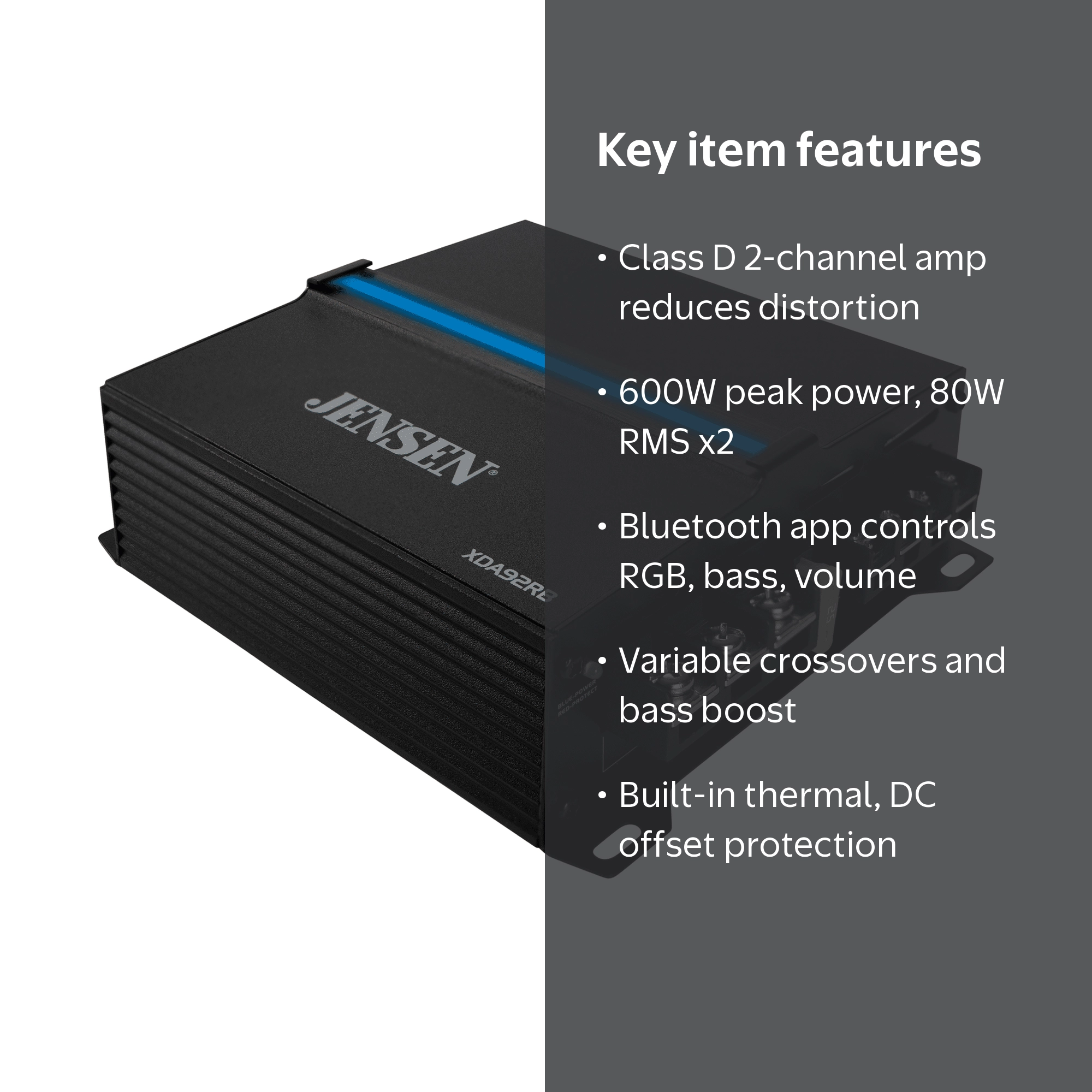 JENSEN Power Audio XDA92RB Class D 2 Channel Bridgeable Amplifier