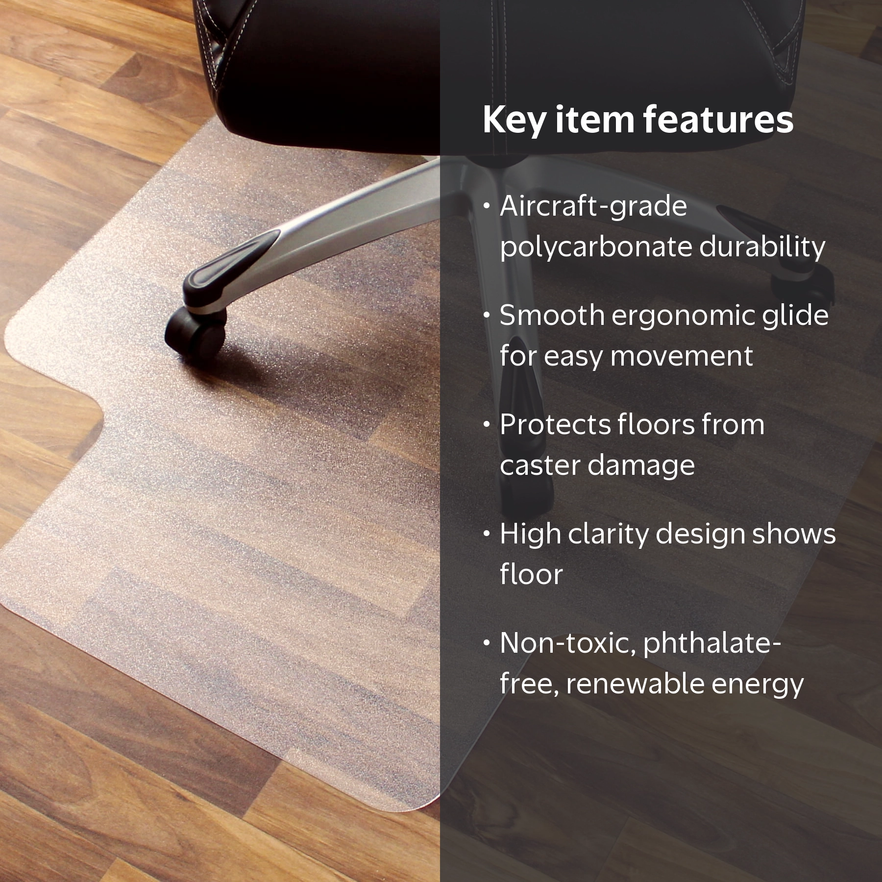 Ultimat® Polycarbonate Lipped Chair Mat for Hard Floor - 48