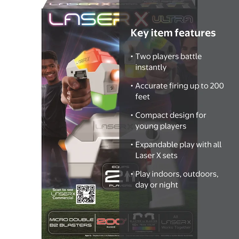 Laser X Ultra Micro Laser Tag Set, 2 Blasters, 200 ft Range