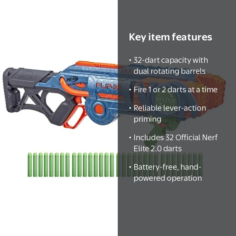 Nerf Elite 2.0 Flipshots Flip-32 Blaster with Lever Action, 32