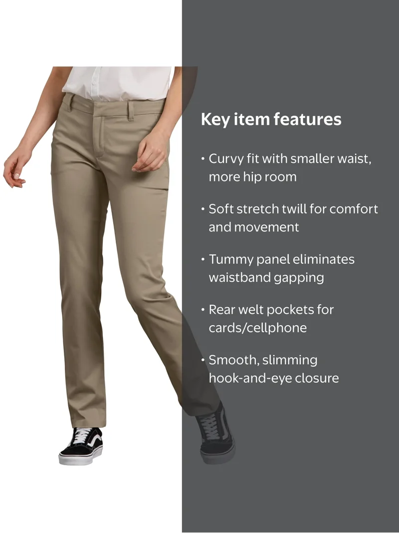 Genuine Dickies Women's Curvy Stretch Twill Straight Leg Pant with