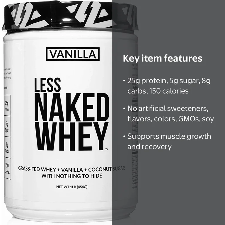 Naked Nutrition, Vanilla Whey Protein, 1Lb, All Natural Grass Fed