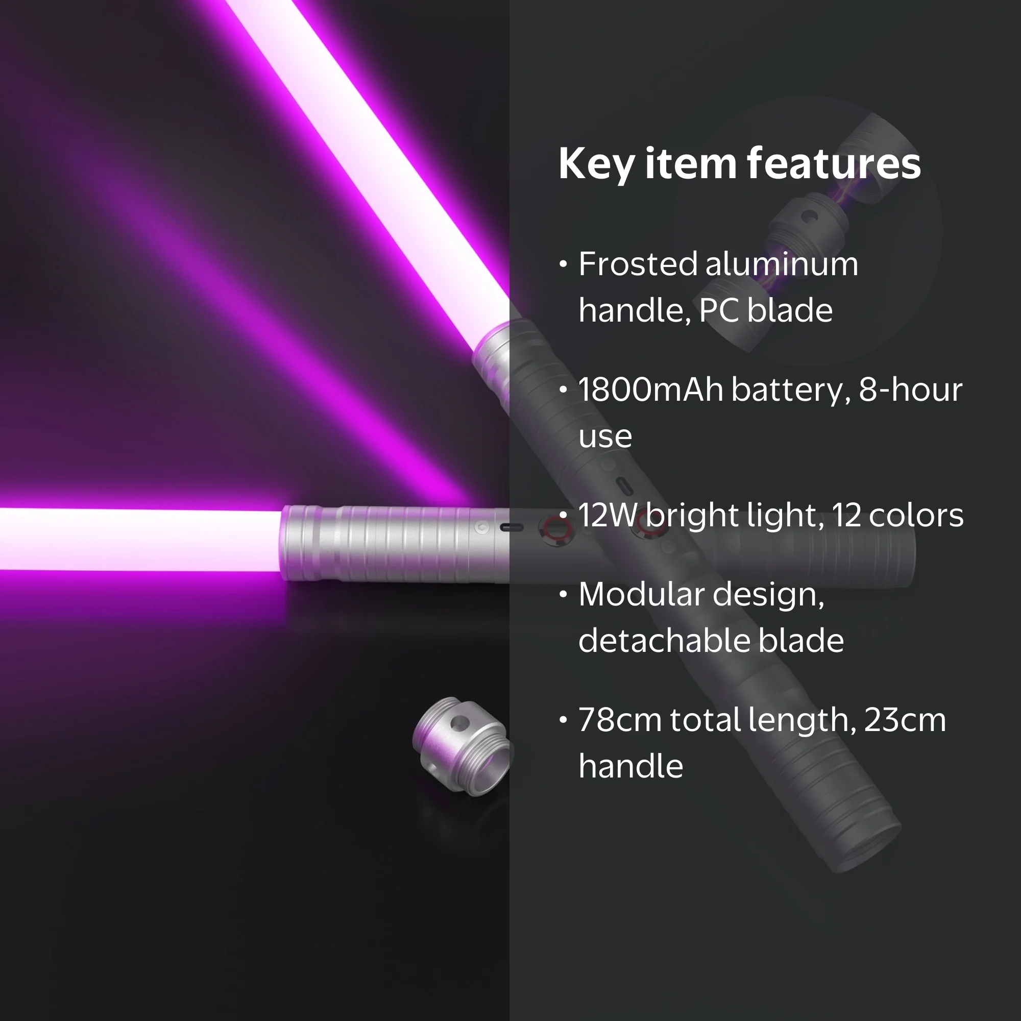 JvmuSaber Dueling Lightsaber, 2 in 1 Double Bladed Silver Light
