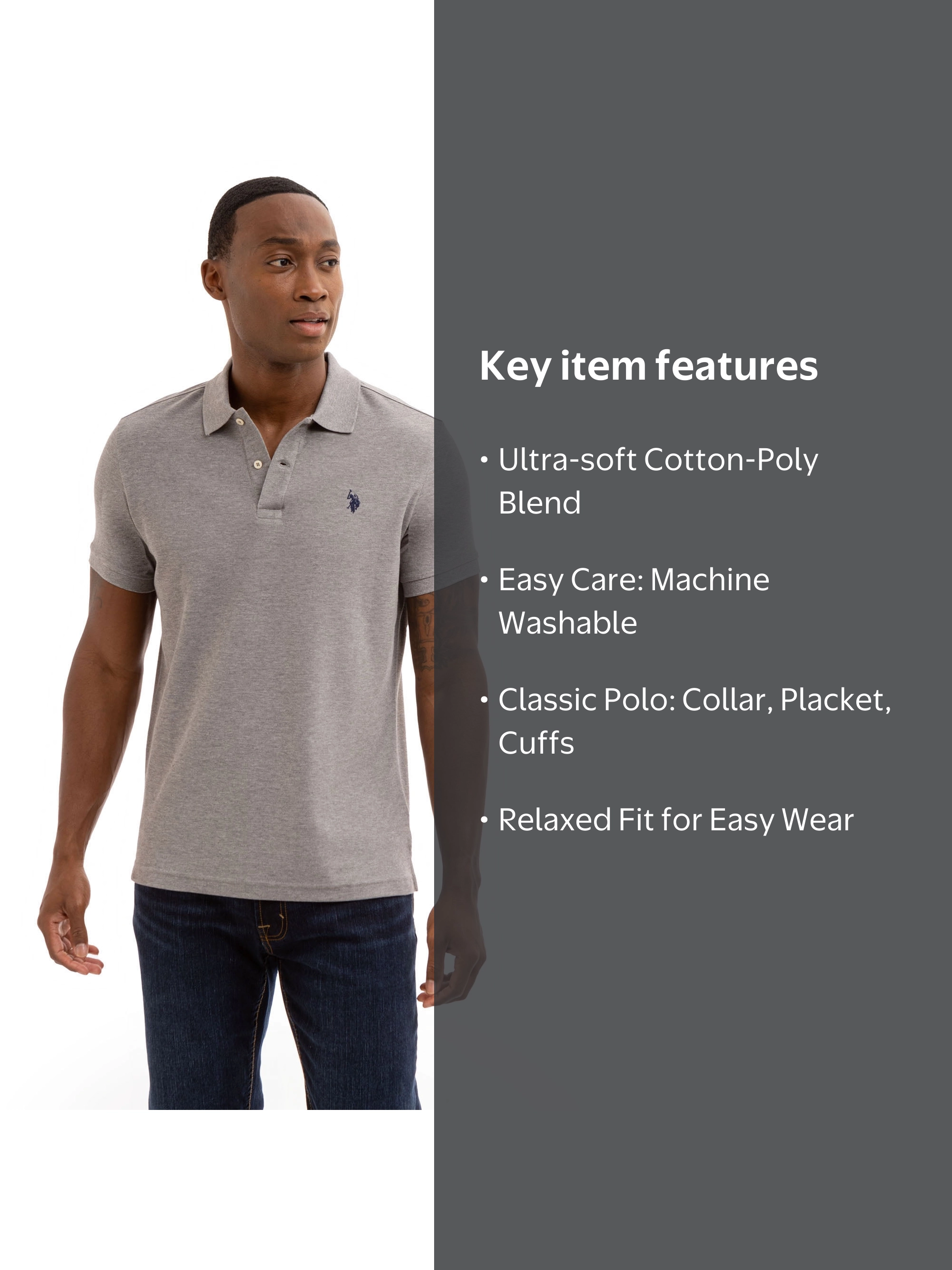 U.S. Polo men's Performance Pique Polo Shirt - Cotton Blend