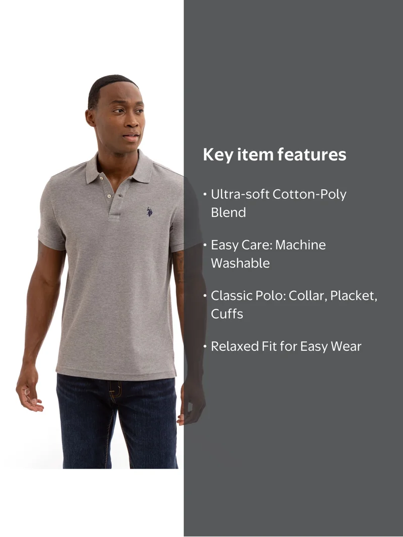 U.S. Polo men's Performance Pique Polo Shirt - Cotton Blend