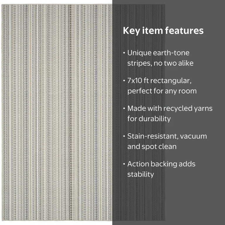 Free Shipping! Mainstays Indoor Area Rug 7x10 Assorted Earth Tones