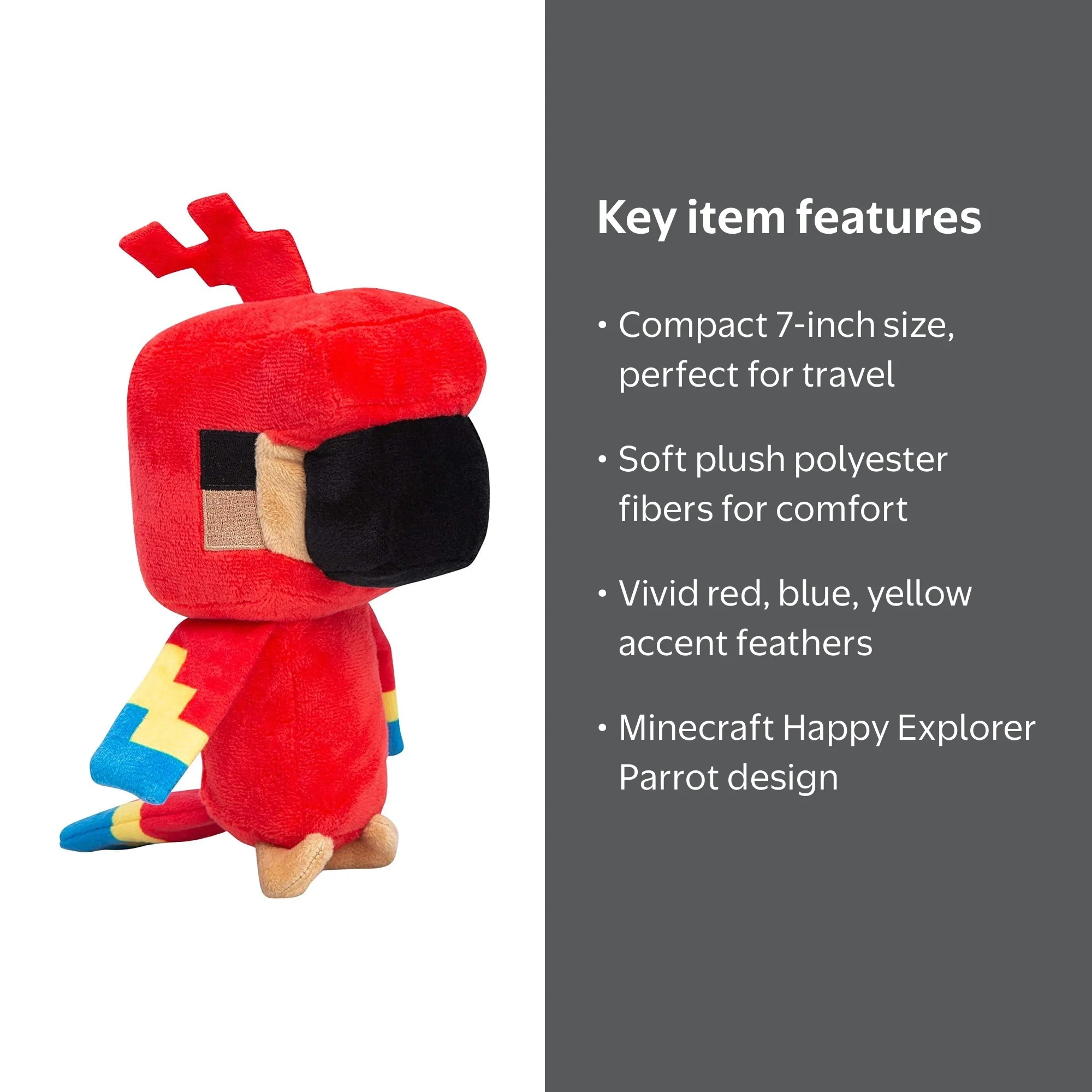 レインボーブライト・マーキーディズマル・ラバーヘッドぬいぐるみ・Mattel Minecraft Officially Licensed Happy Explorer Plush Parrot Stuffed