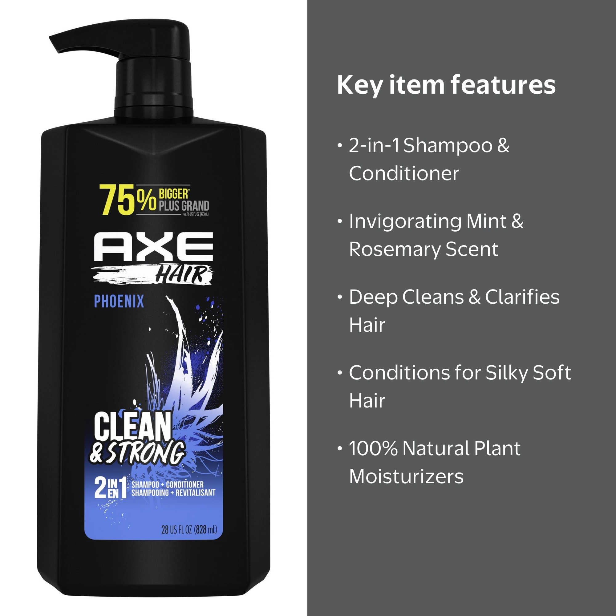 Axe Phoenix Moisturizing 2-in-1 Shampoo and Conditioner, Crushed