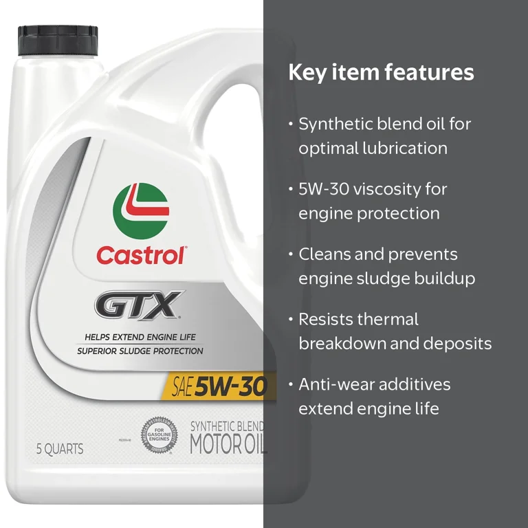 Castrol GTX 5W-30 Synthetic Blend Motor Oil - Protection - Walmart.com