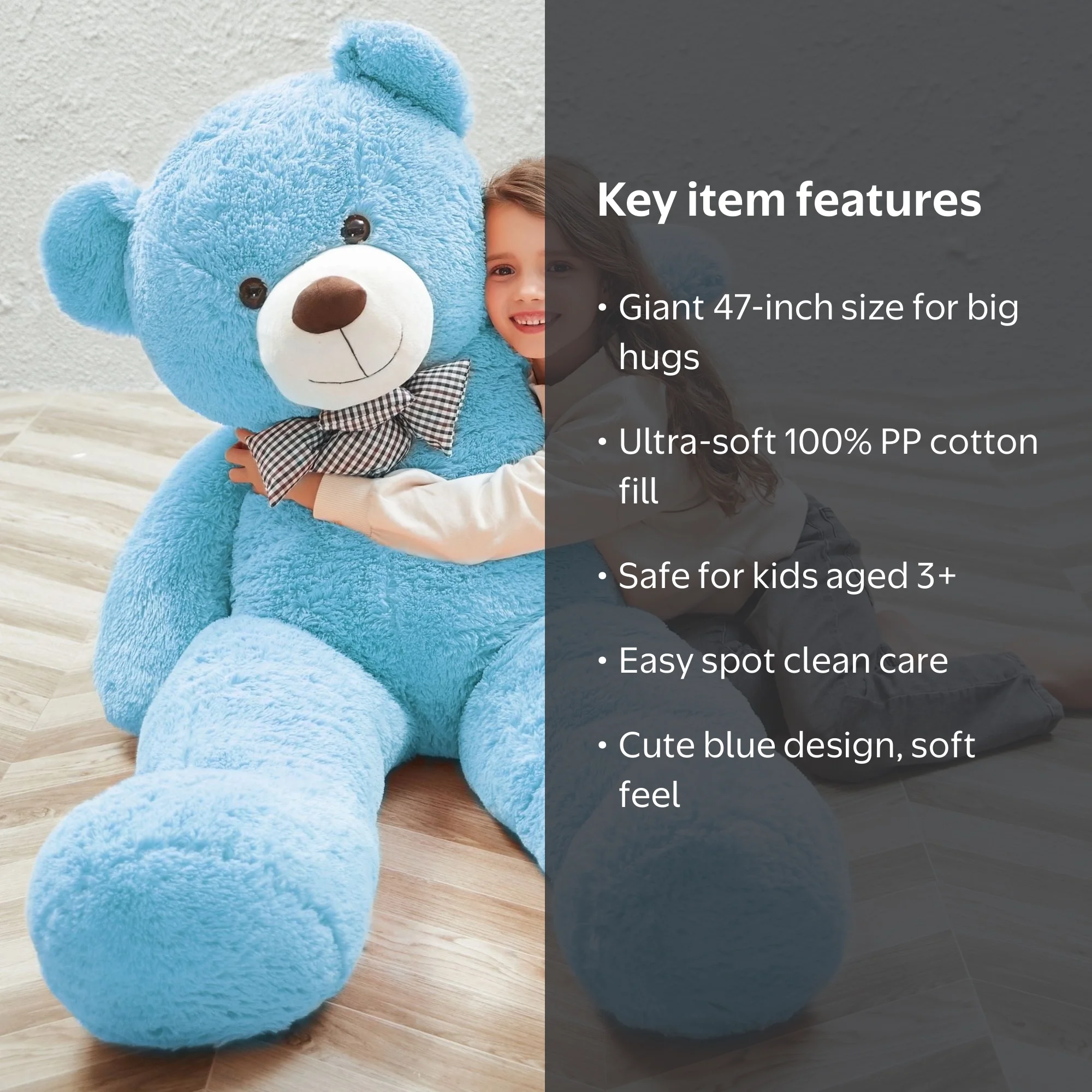 MorisMos, Giant Teddy Bear, 4ft, Soft Blue Plush Toy - Walmart.com