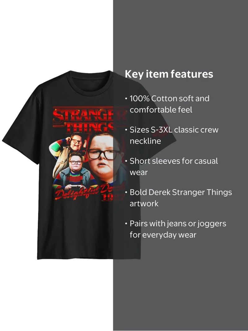 Stranger Things, Men's & Big Men's Graphic Tee, Delightful Derek