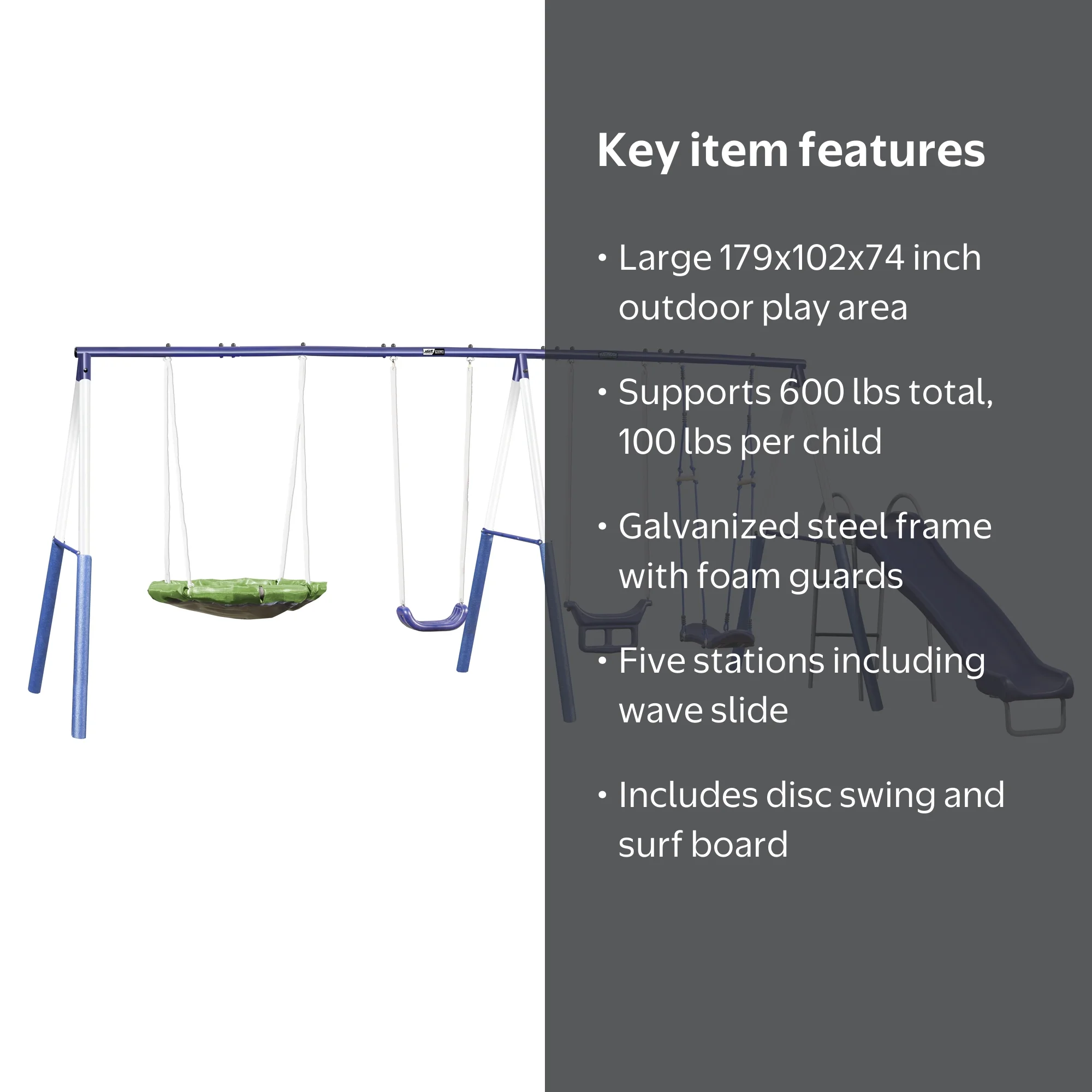 XDP Recreation, Surf N Swing Play Set, with Wave Slide & Swing