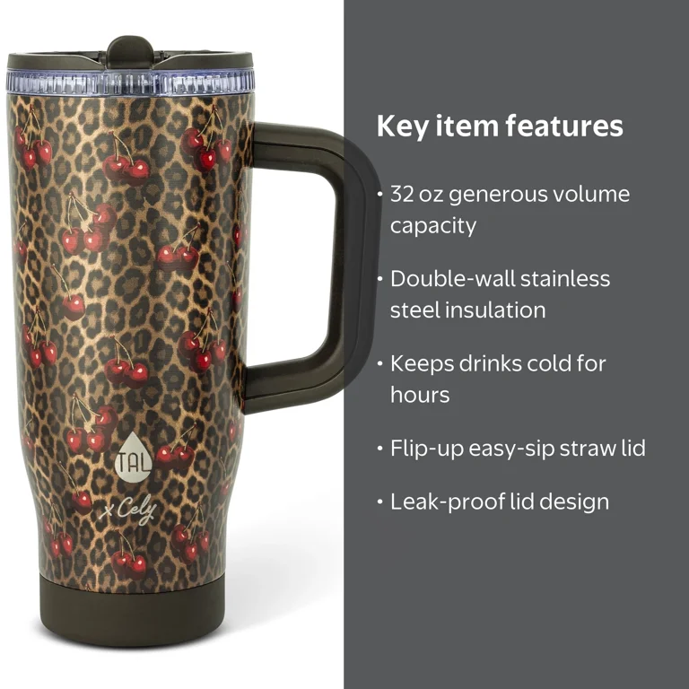 Cely x TAL 32oz Stainless Steel Skye Tumbler with Handle and Fip