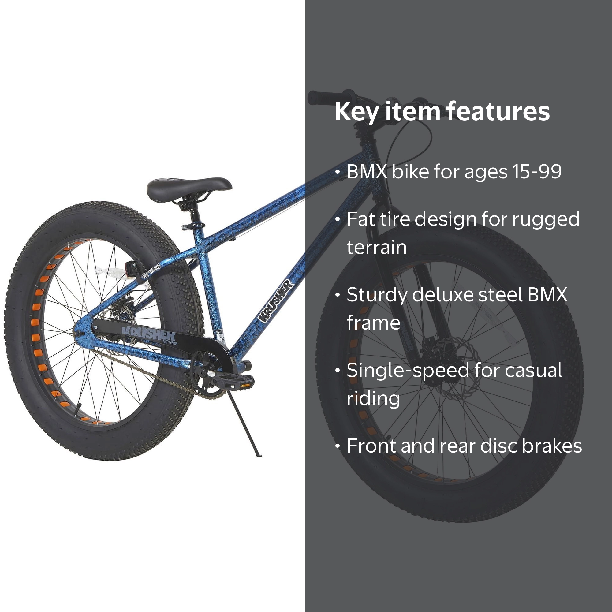 Krusher, 26-Inch Mens BMX Bike, Fat Tire, For Age 15-99 Years