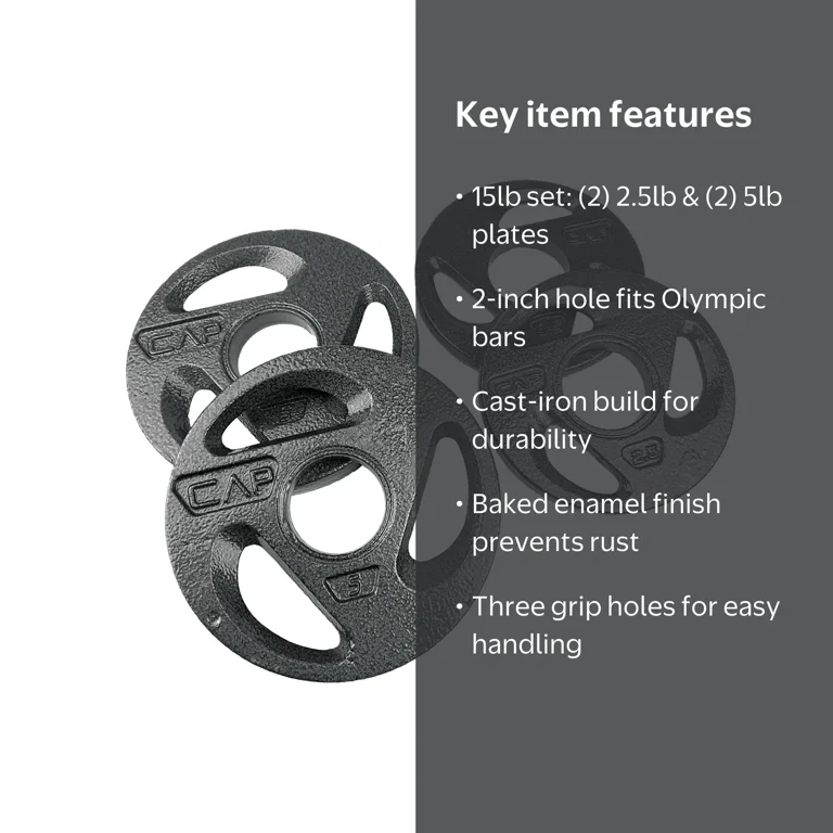 CAP 15lb Olympic 2-inch Grip Plate Weight Set (2x2.5lb/2x5lb