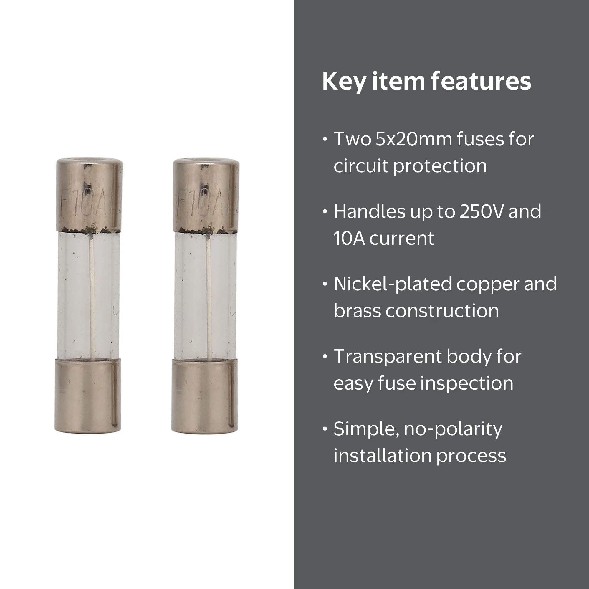 2-Pack 5x20mm Fuses for Mobility Scooter and E-Scooter Bike