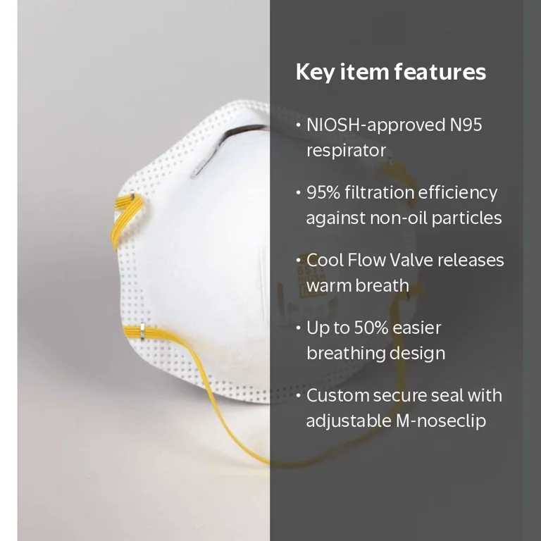 3M, Respirator, N95, Cool Flow Valve, White, Adjustable - Walmart.com