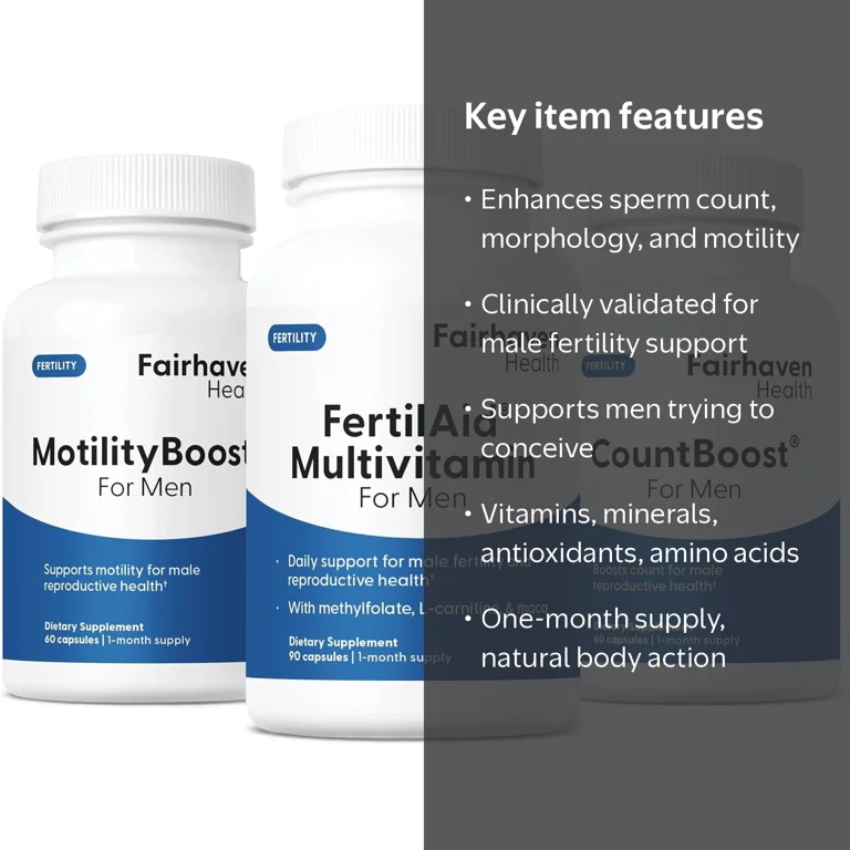 Fairhaven Health, FertilAid for Men, MotilityBoost, Countboost Bundle