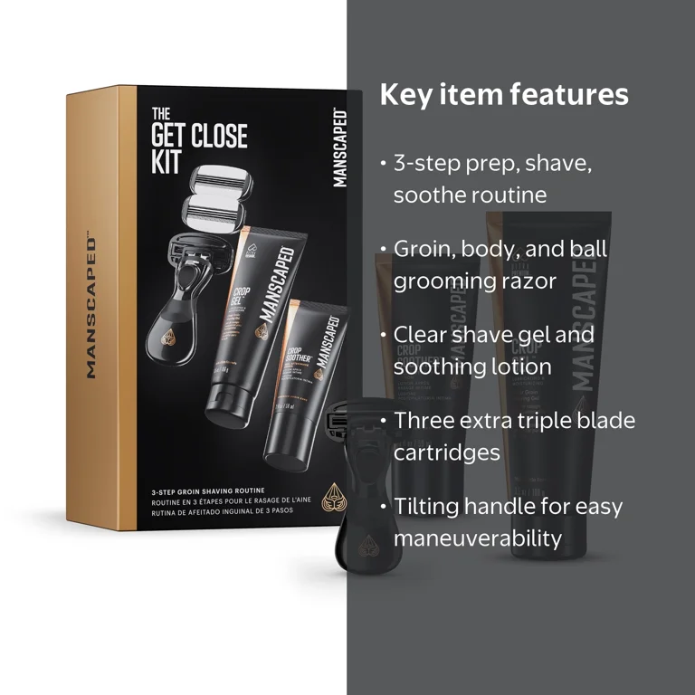MANSCAPED® Get Close Kit for Men, 3-Step Shaving Routine with Crop